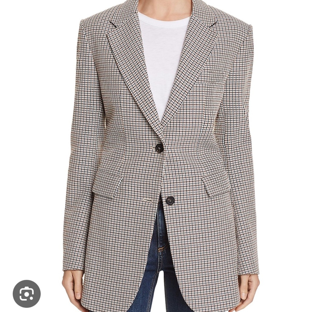 Theory Houndstooth Single-Button Blazer in Black and White